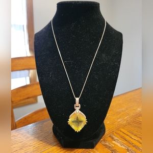 Vintage Sterling Silver Yellow Topaz Pedant